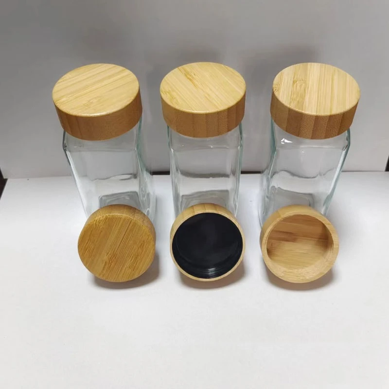 4oz Glass Spice Jars with Bamboo Lids 3 4oz Glass Spice Jars with Bamboo Lids - Image 3
