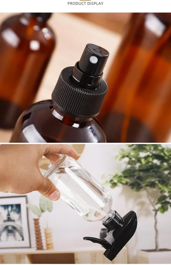 Empty Boston Round Adjustable Nozzle Glass Spray Bottle - Image 4