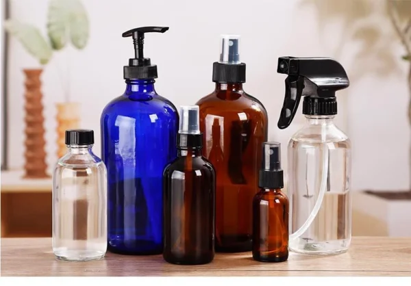 Empty Boston Round Adjustable Nozzle Glass Spray Bottle - Image 5