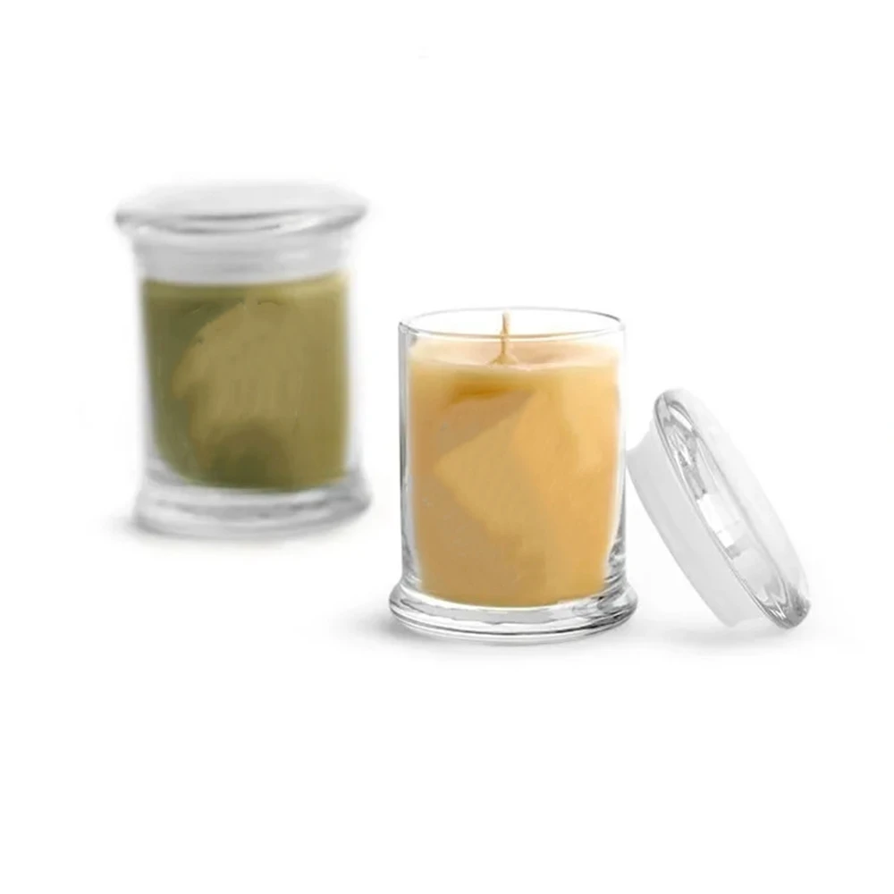 Custom Logo Candle Container Clear Jar With Flat Glass Lid 4 Custom Logo Candle Container Clear Jar With Flat Glass Lid - Image 4