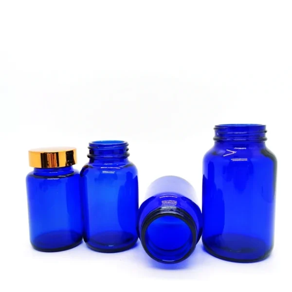 Clear glass medicine bottle with lid - Image 2