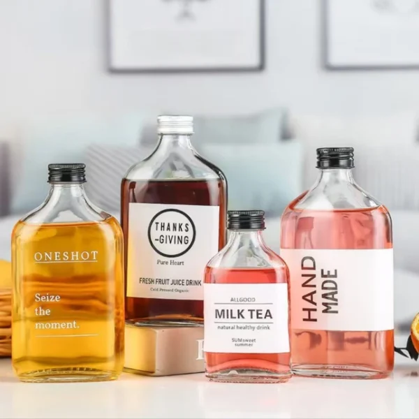 500ml clear glass beverage bottle with cap - Image 2