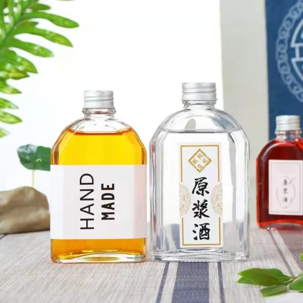 Custom 500ml clear glass juice bottle with lid - Image 2