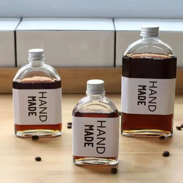 Custom 500ml clear glass juice bottle with lid - Image 3