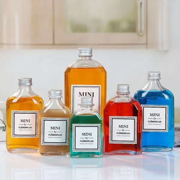 Custom 500ml clear glass juice bottle with lid - Image 4