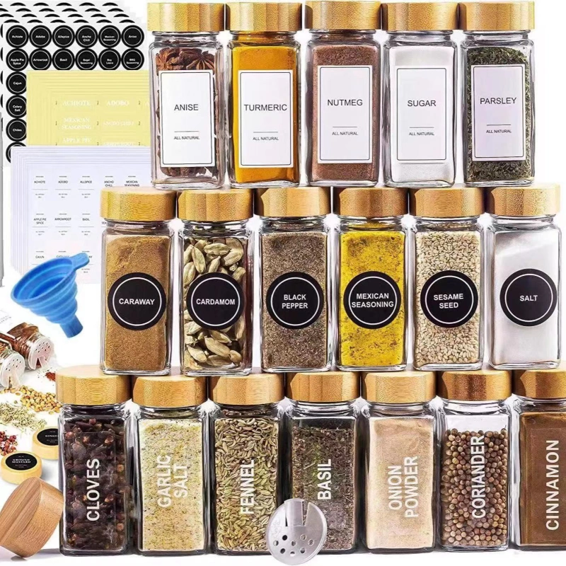 4 oz with Bamboo Lids Set Seasoning Bottles Glass Spice Jars 2 4 oz with Bamboo Lids Set Seasoning Bottles Glass Spice Jars - Image 2