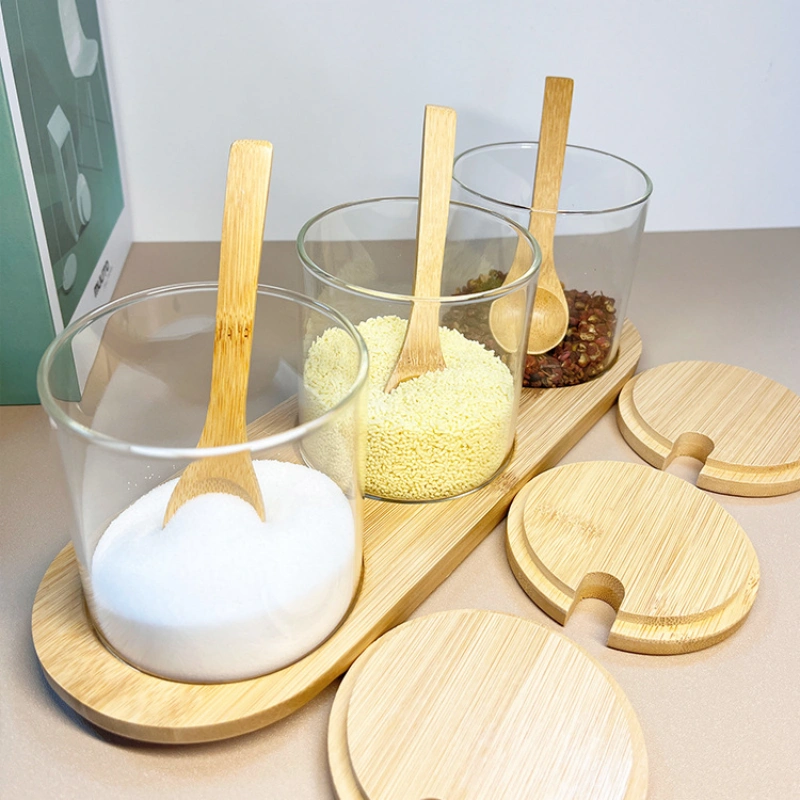 Glass spice bottle airtight container set with bamboo lid and spoon 4 Glass spice bottle airtight container set with bamboo lid and spoon - Image 4