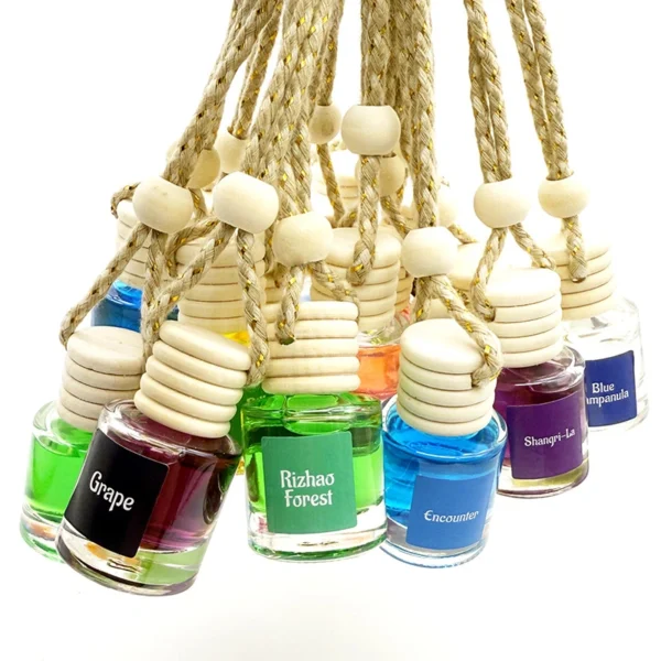 Recycled  Car Hanging  Aroma  Diffuser Bottle With Wooden Lid - Image 2