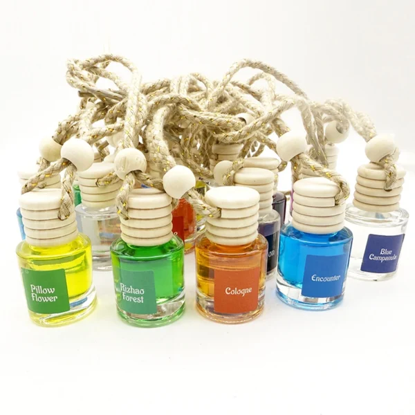 Recycled  Car Hanging  Aroma  Diffuser Bottle With Wooden Lid - Image 3
