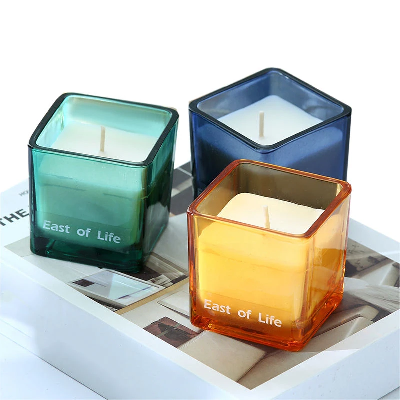 80ml 4oz 10oz 640ml Square Candle Jar Manufacturer With Bamboo Cap 3 Glass Candle Jar