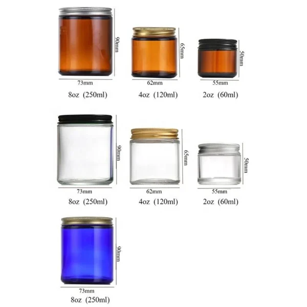 Customized Empty 2oz 4oz 8oz Amber Glass Candle Jars With Black ...