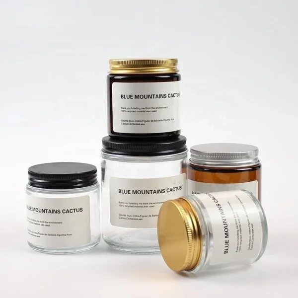 Customized Empty 2oz 4oz 8oz Amber Glass Candle Jars With Black ...