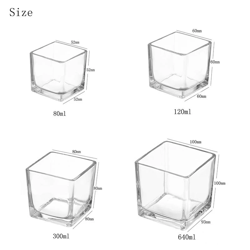 80ml 4oz 10oz 640ml Square Candle Jar Manufacturer With Bamboo Cap 4 Glass Candle Jar