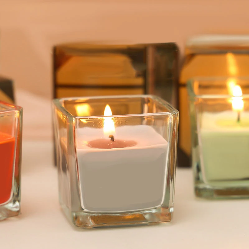 80ml 4oz 10oz 640ml Square Candle Jar Manufacturer With Bamboo Cap 5 Glass Candle Jar