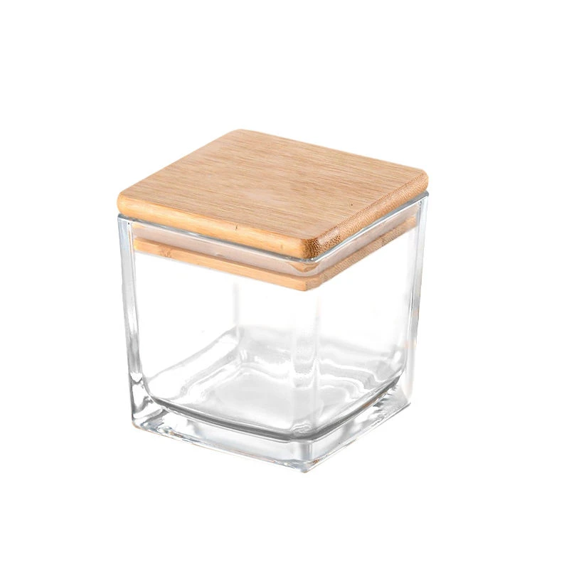 80ml 4oz 10oz 640ml Square Candle Jar Manufacturer With Bamboo Cap 6 Glass Candle Jar