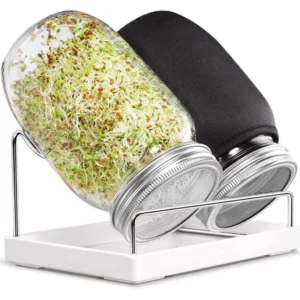 Sprout Maker Seed Sprouting Jar Kit -2 Sprouter Mason Jars With Screen Lids Stands And Trays