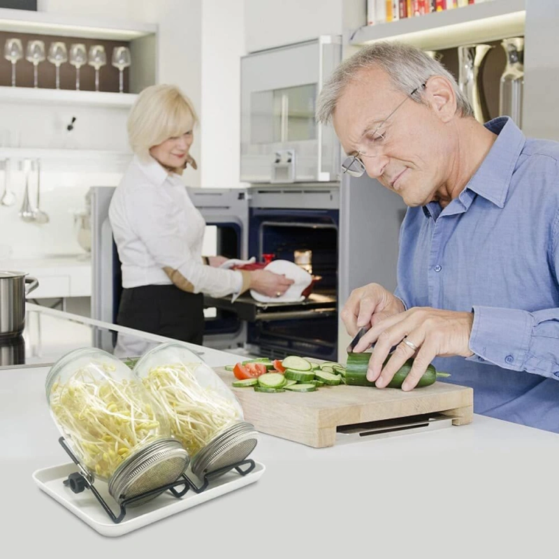 Sprout Maker Seed Sprouting Jar Kit -2 Sprouter Mason Jars With Screen Lids Stands And Trays 4 Sprout Maker Seed Sprouting Jar Kit -2 Sprouter Mason Jars With Screen Lids Stands And Trays - Image 4