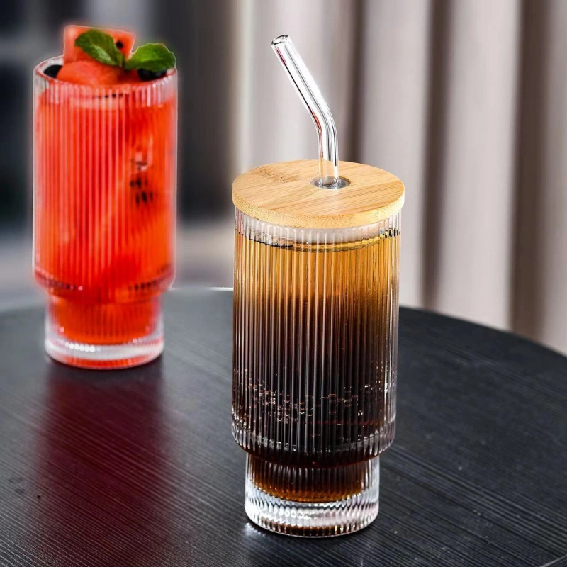 Glass Drink Cup With Wind Straw For Coffee And Water 4 Glass Drink Cup With Wind Straw For Coffee And Water - Image 4