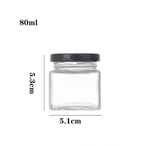 200ml Square Glass Jar With Metal Lid 11 d 11
