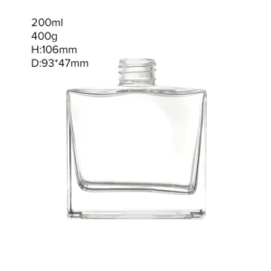 Eco-Friendly Premium Flat Square Glass Aroma Diffuser Bottle with Collar 9 DSC 4033